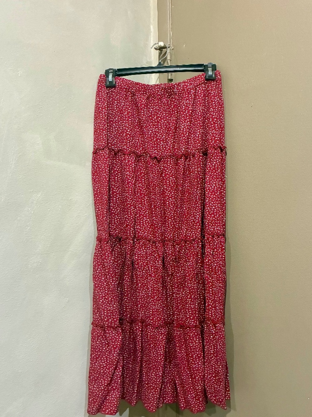 J. Galt red floral maxi skirt